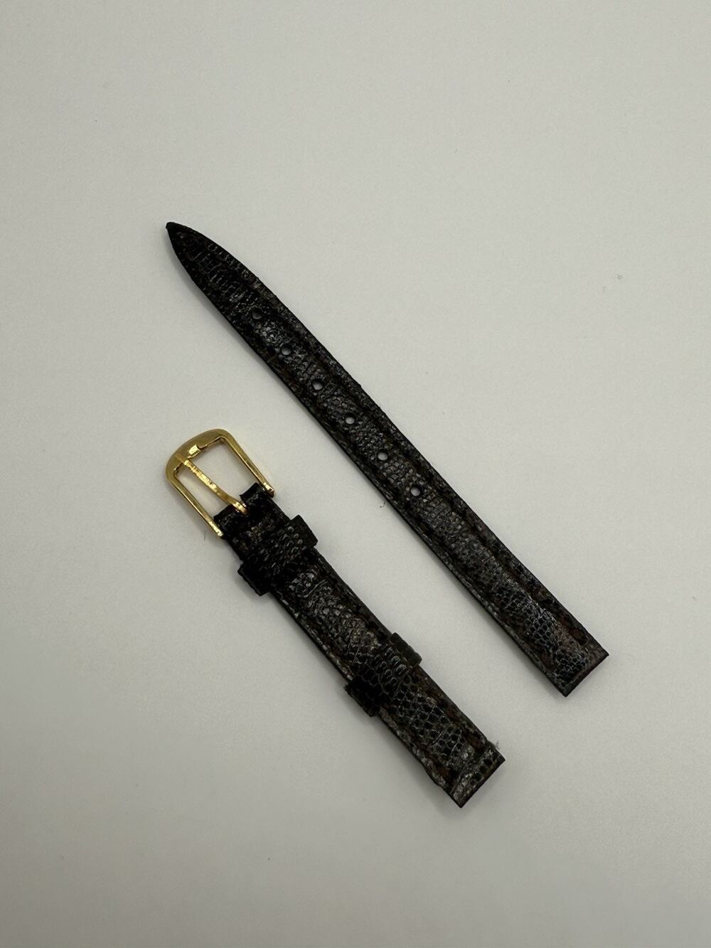 8mm KREISLER Genuine Lizard Brown NOS Vintage Watch Band & Gold Buckle